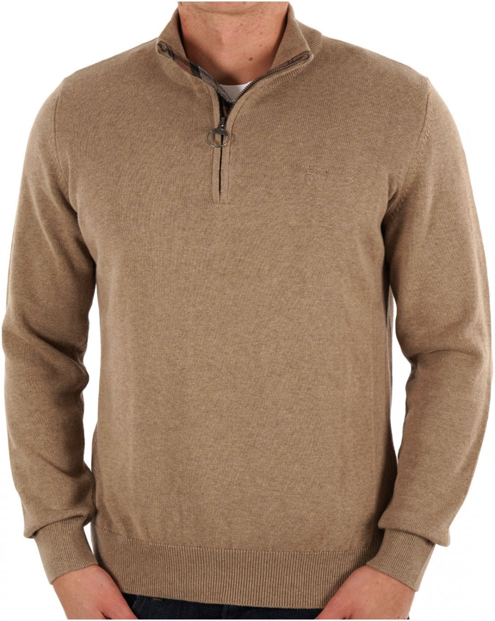 Barbour Cotton Half Zip Knit Vintage Dk Sand