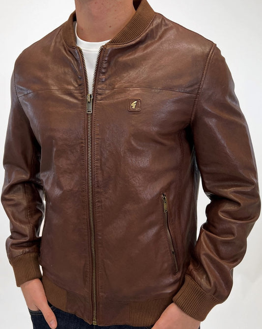 Gabicci Vintage Gabicci Vintage Leather Bomber Jacket Brown