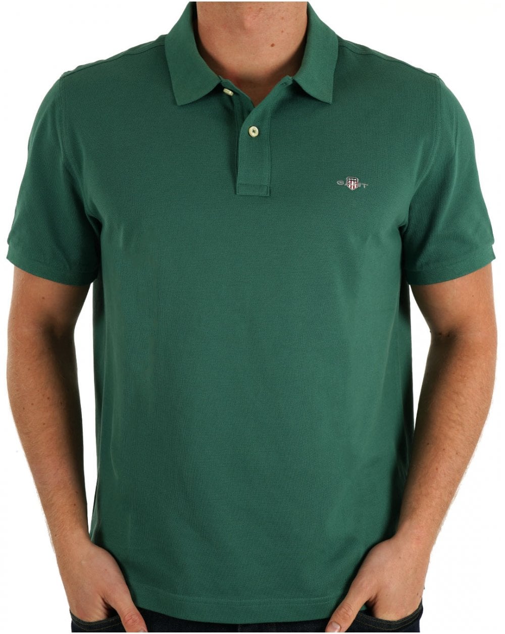 Gant Shield Pique Polo Woody Green