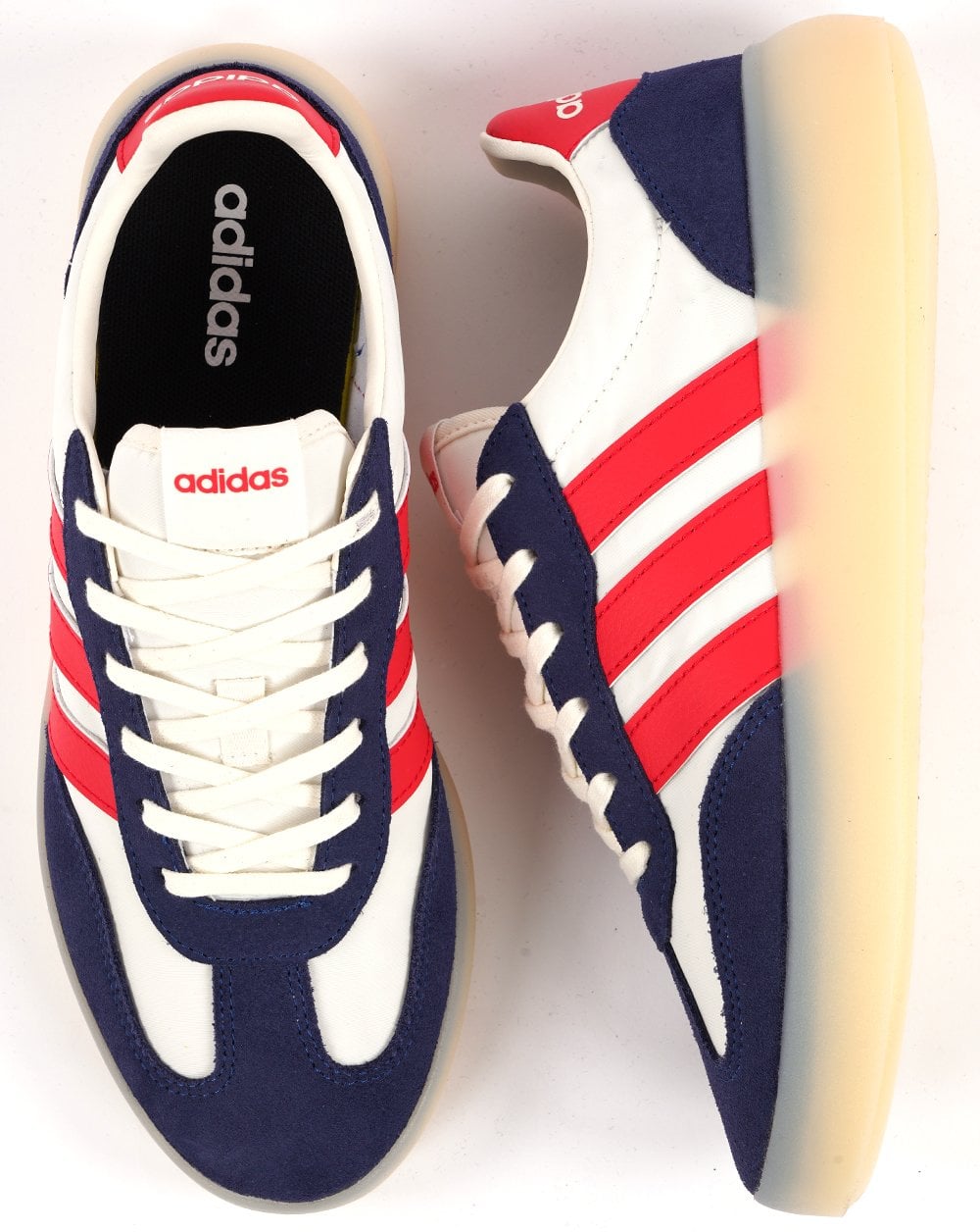 Adidas Barreda Trainers White Navy Red Ice sole