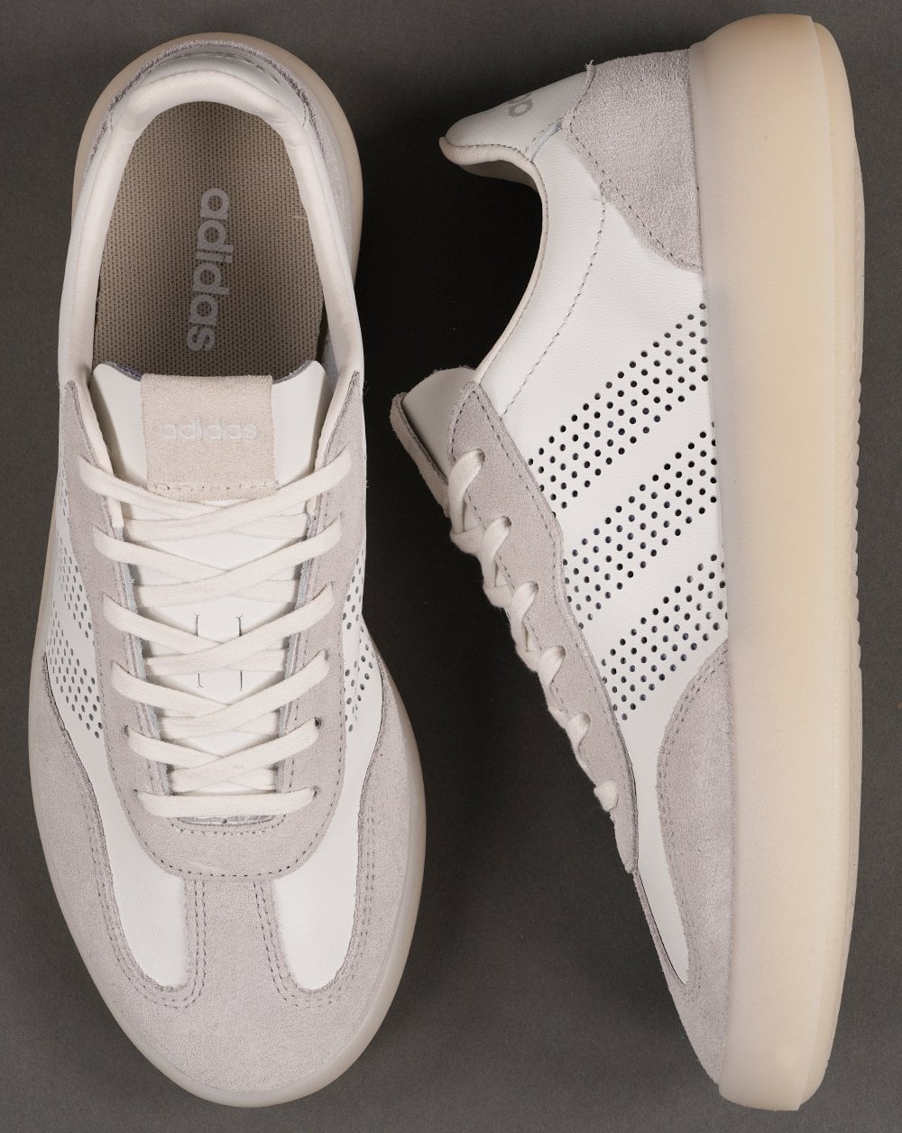 Adidas Barreda Leather Trainers White/ Grey ice sole