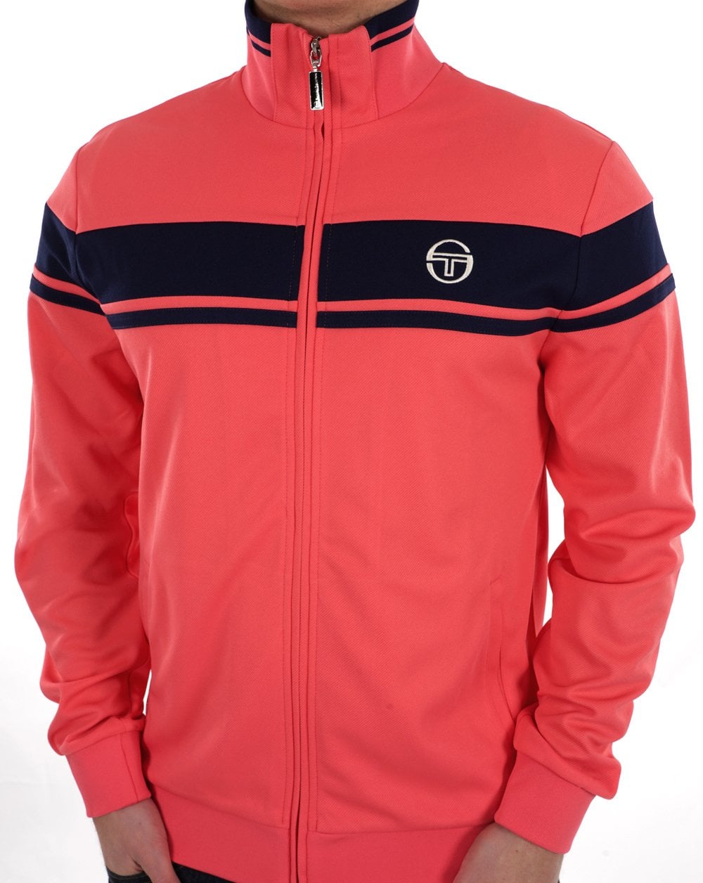 Sergio Tacchini Masters Track Top Deep Coral / DK Navy