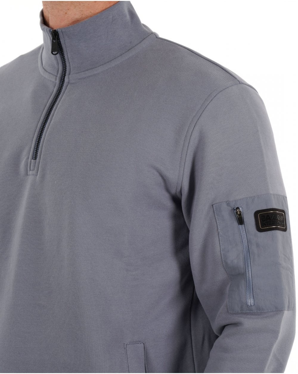 Barbour International Ewan Half Zip Funnel Neck Sweat Washed Blue