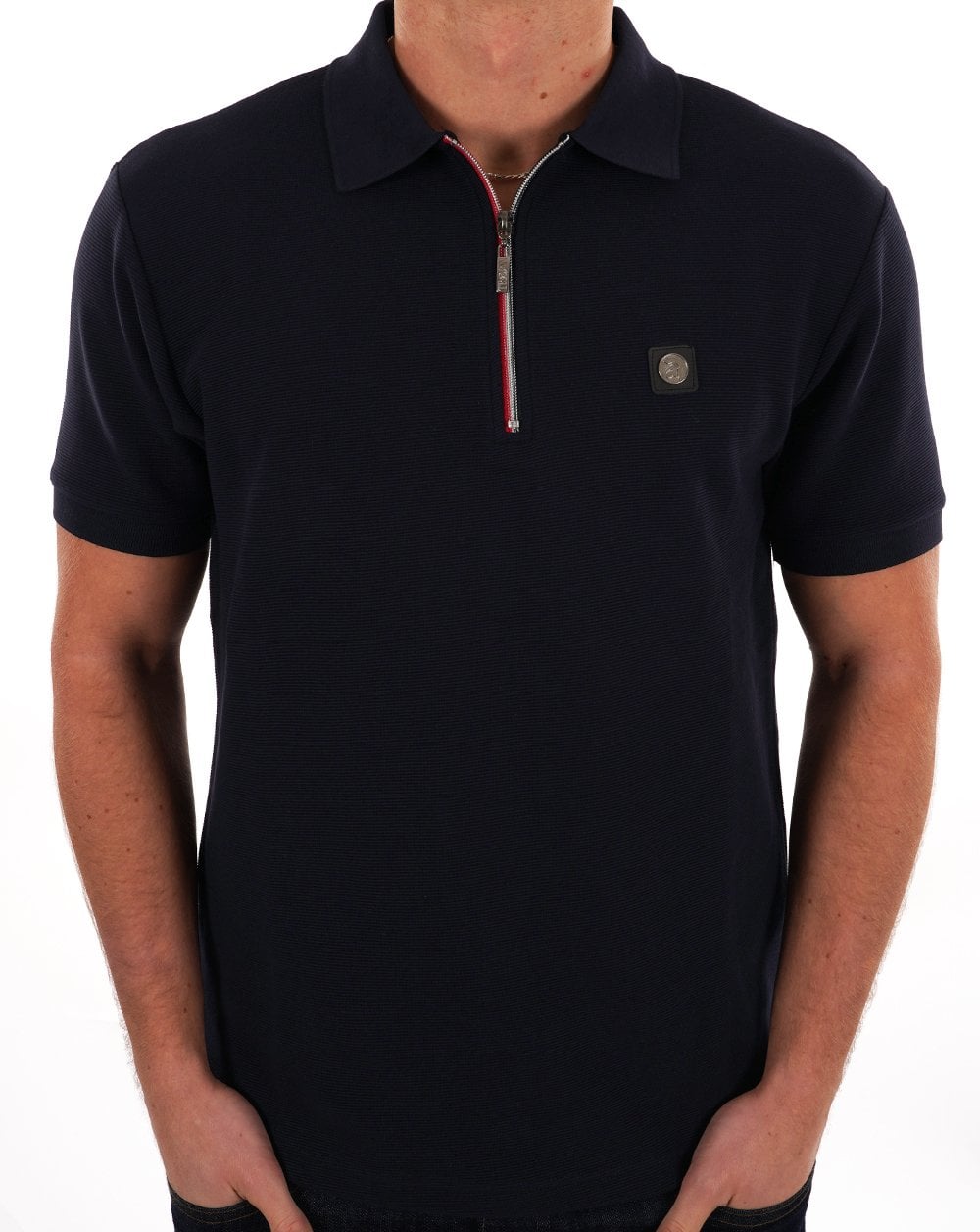 Trojan Ottoman Chrome Zip Polo Navy
