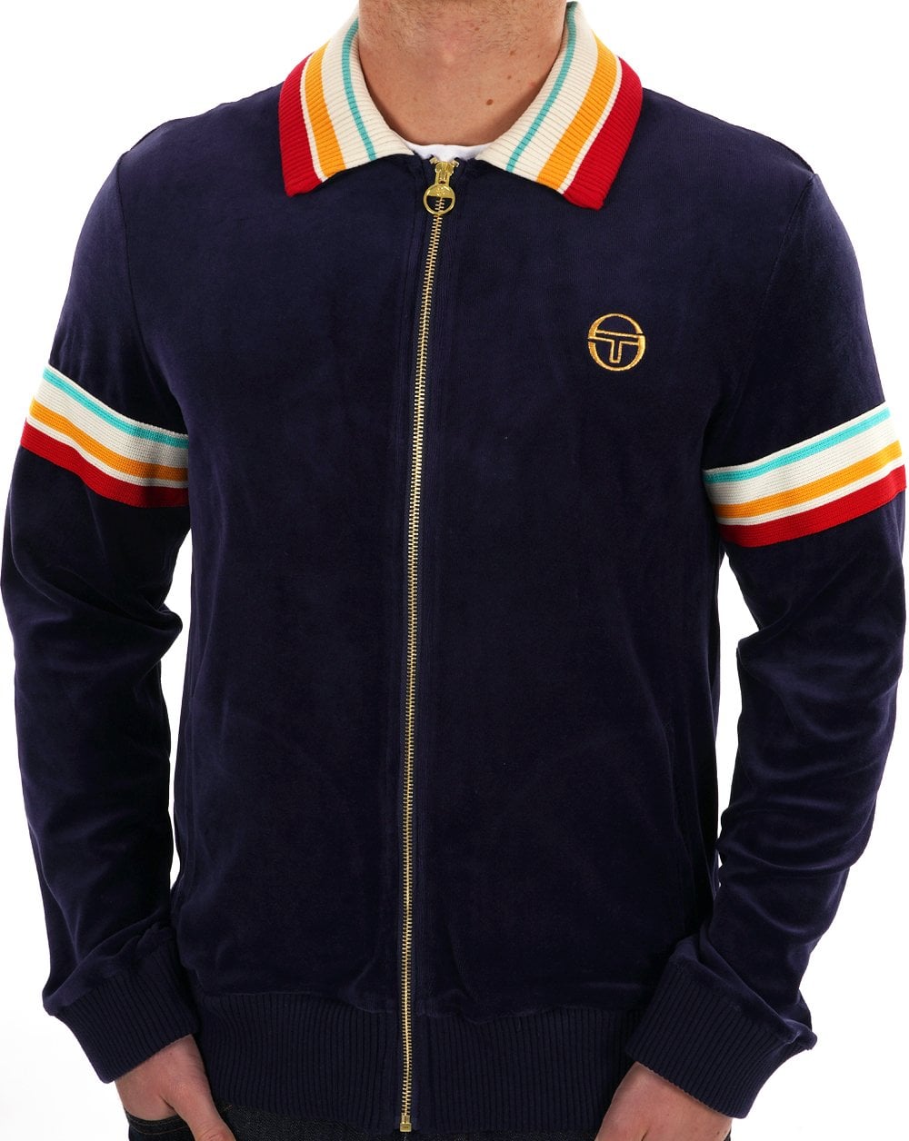 Sergio Tacchini slice Velour Track Top Navy