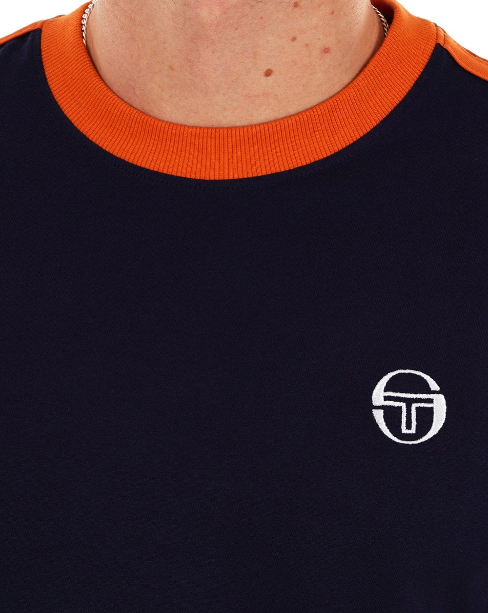 Sergio Tacchini Retro T Shirt Navy Orange