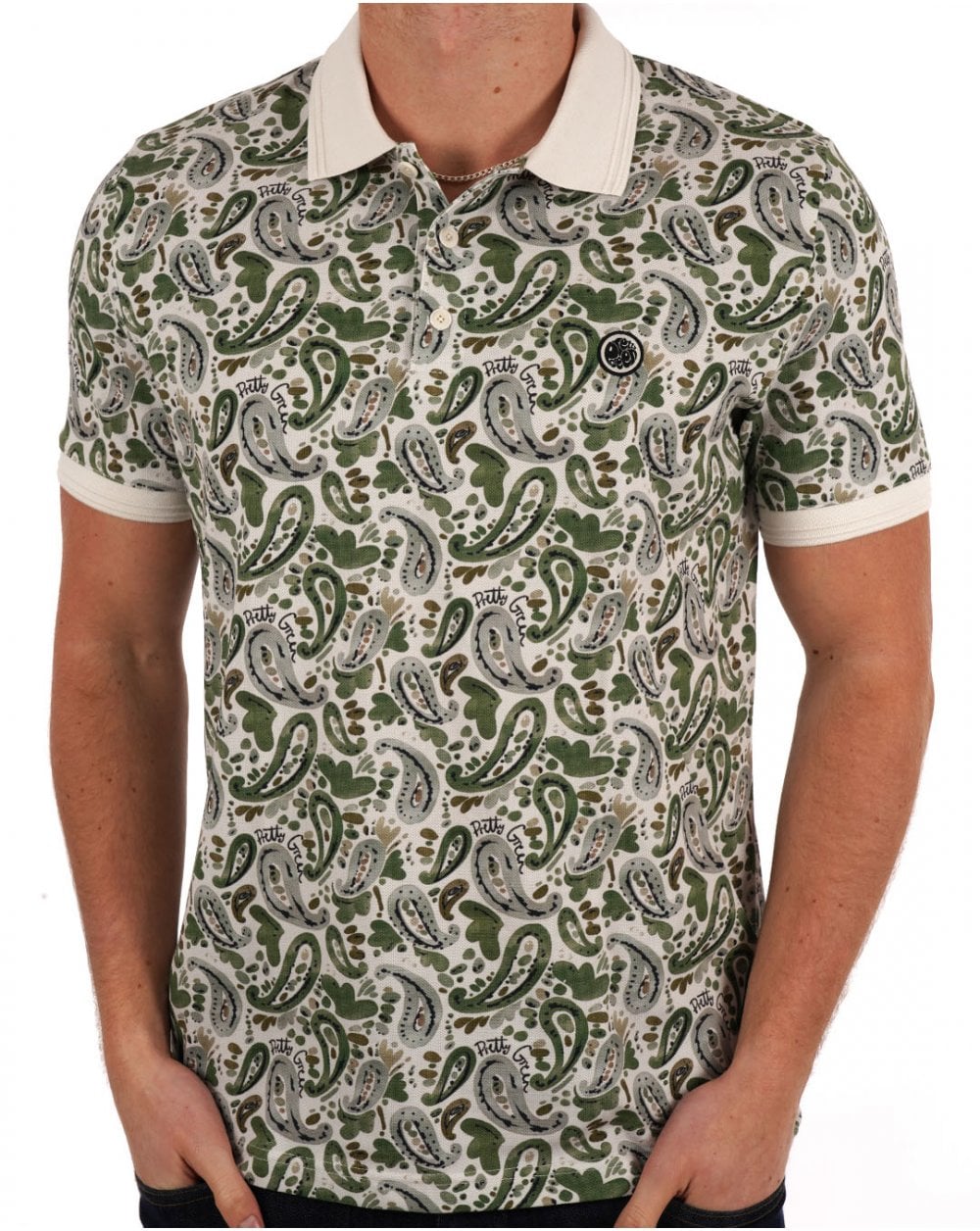 Pretty Green Aquarelle Paisley Polo Stone