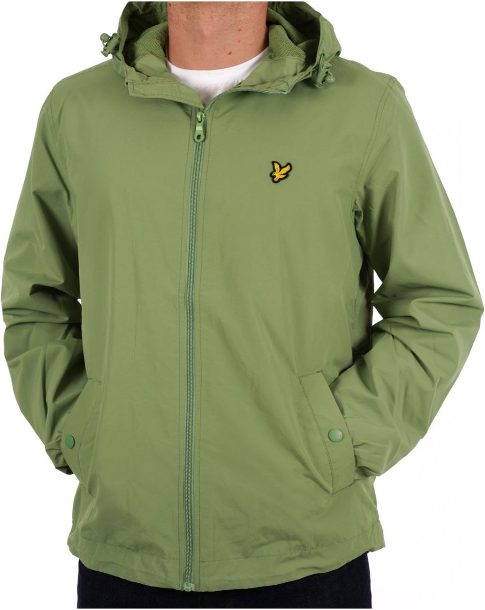 Lyle & Scott Zip Through Hooded Jacket Smoke Green