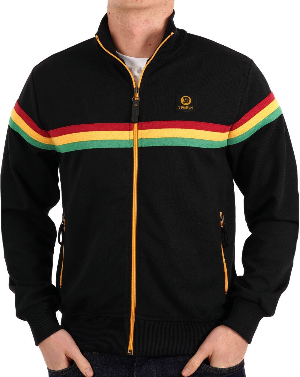 Trojan Retro Stripe Track Top Black