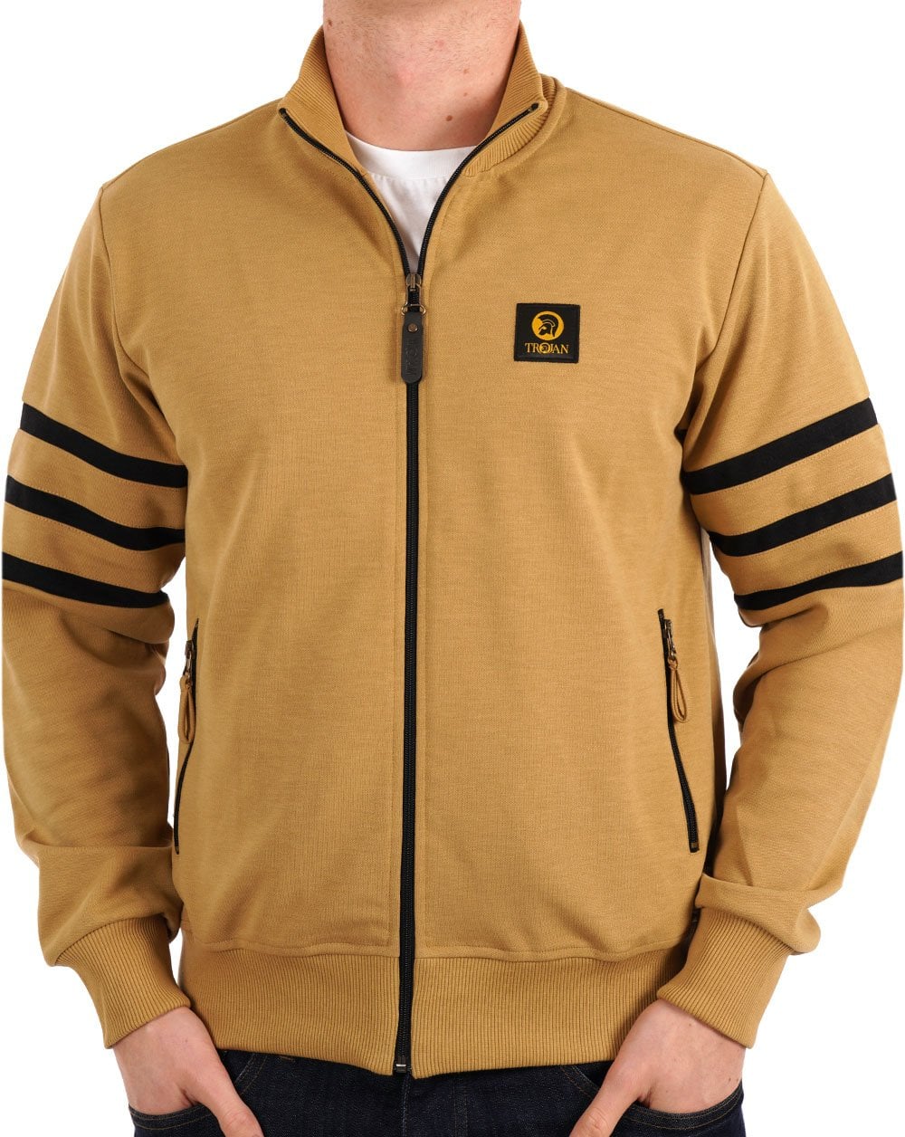 Trojan Stripe Sleeve Track Top Camel