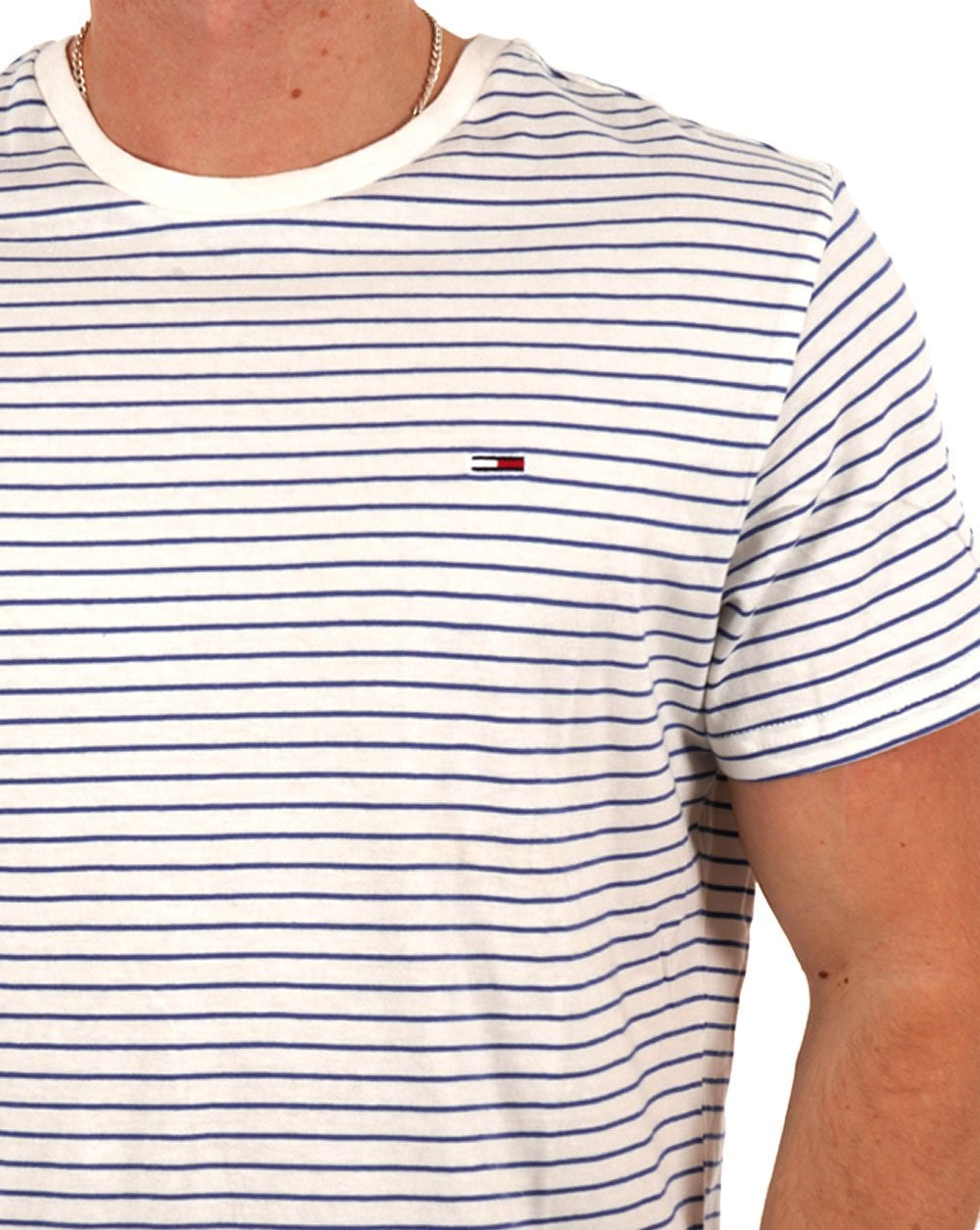 Tommy Jeans Slim Stripe T Shirt Ecru/Blue