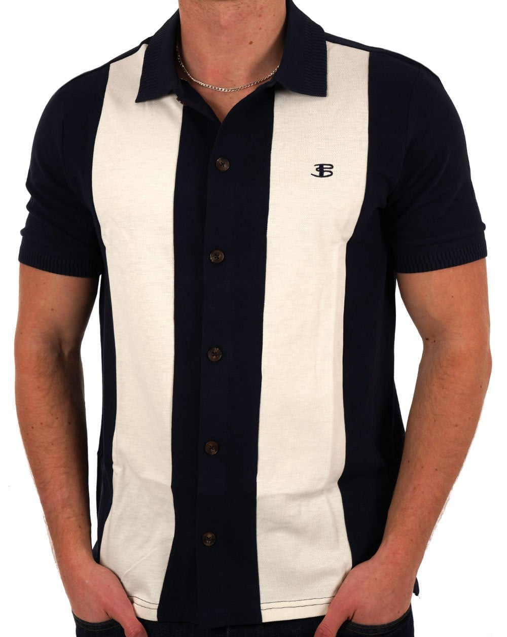 Ben Sherman Mod Pique Shirt Dark Navy