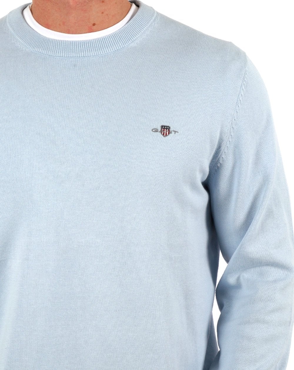 Gant Classic Cotton Crew Neck Jumper Fresh Blue