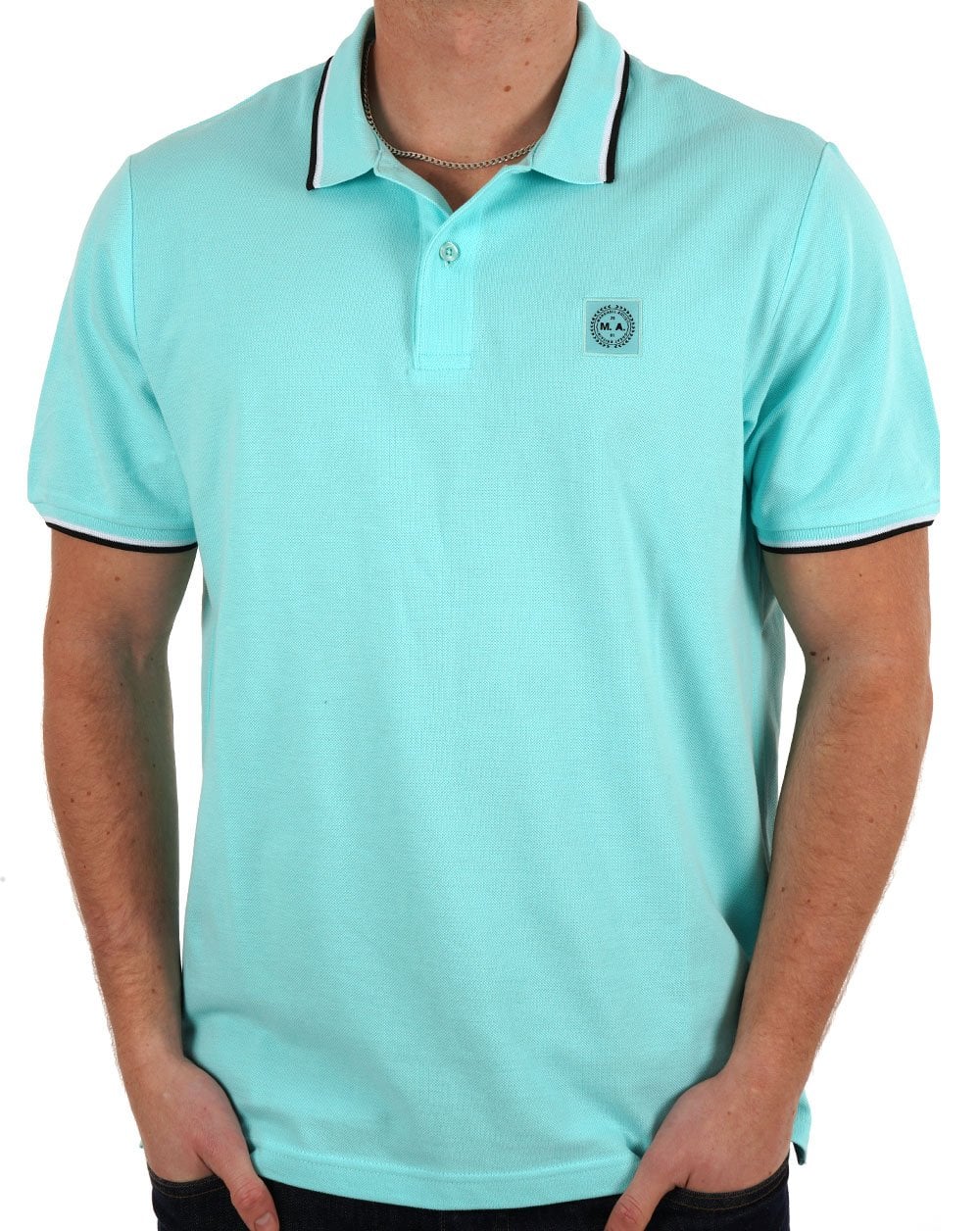 Marshall Artist Tipped Polo Shirt Aqua