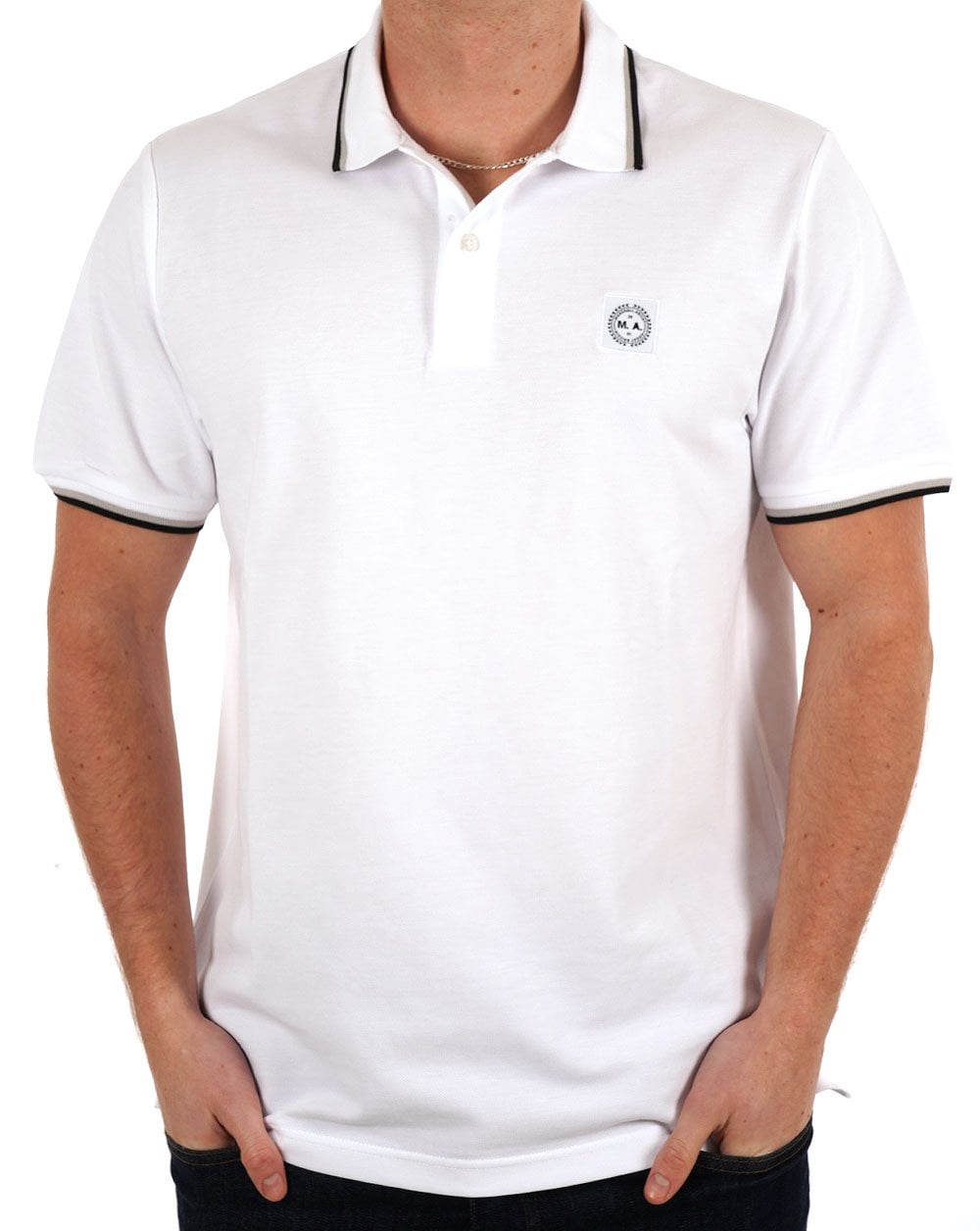 Marshall Artist Tipped Polo Shirt White