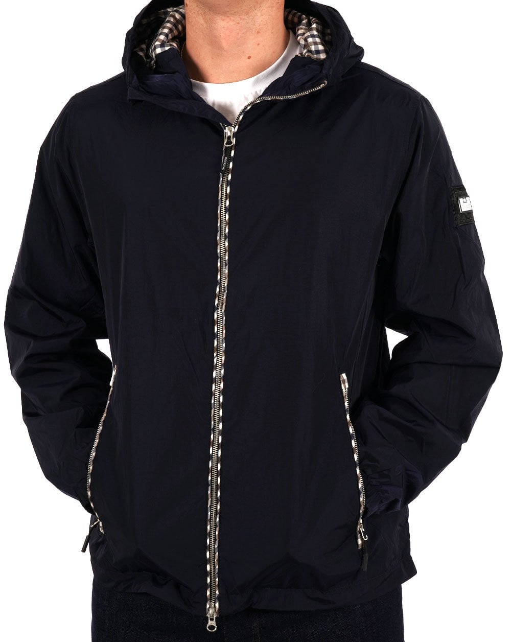 Weekend Offender Campania Check Windbreaker Navy