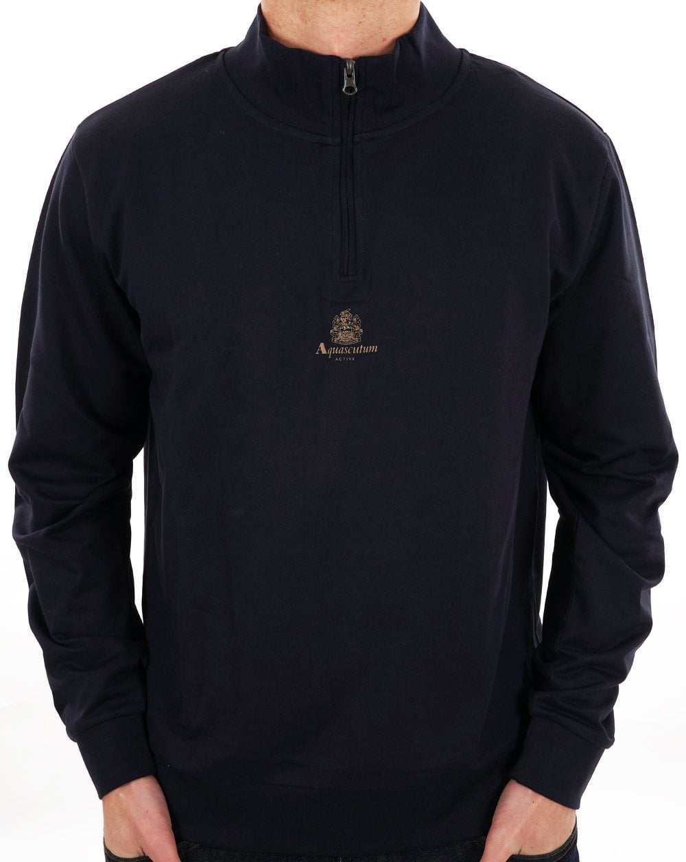 Aquascutum Small Logo 1/4 Zip Sweat Navy