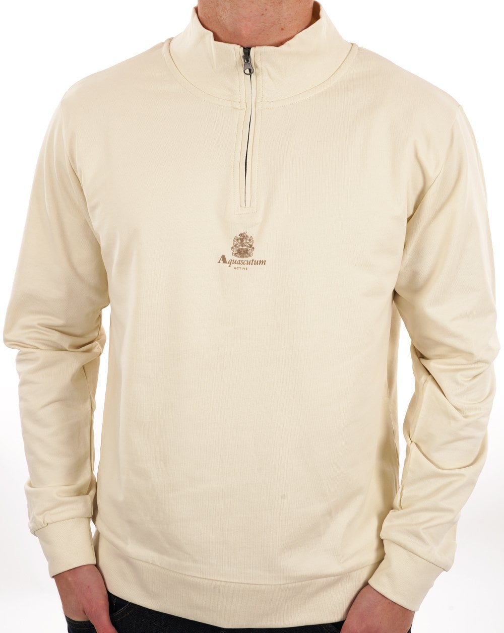 Aquascutum Small Logo 1/4 Zip Sweat Off White