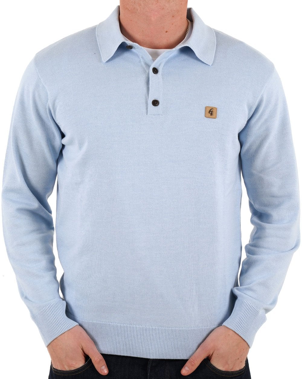 Gabicci Vintage Francesco LS Knitted Polo Sky