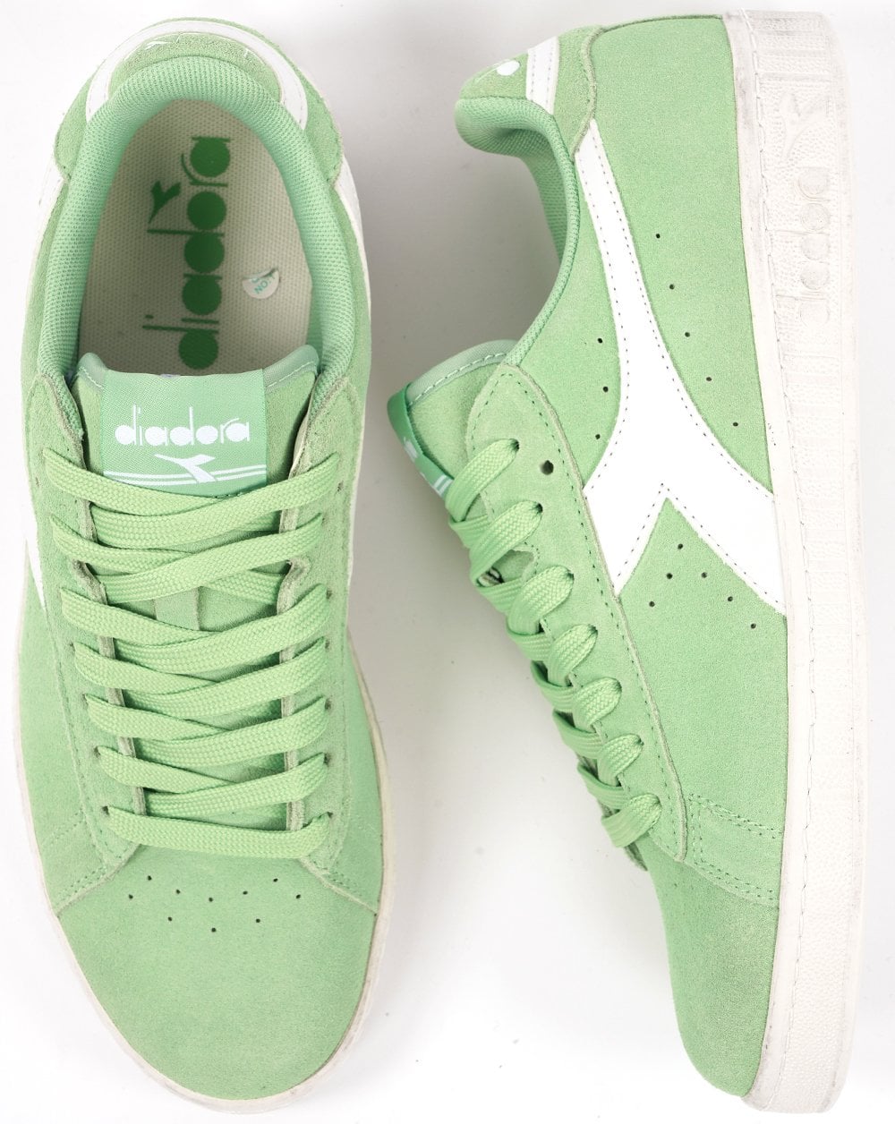 Diadora Game L Low Suede Waxed Trainer Pistachio Green/White