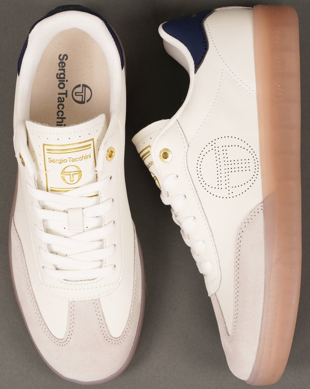 Sergio Tacchini Taormina Leather Trainers White/Navy