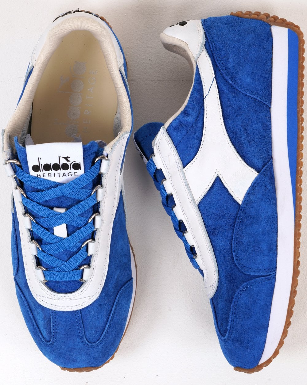 Diadora Equipe 75 Stone Washed Suede Trainers Micro Blue