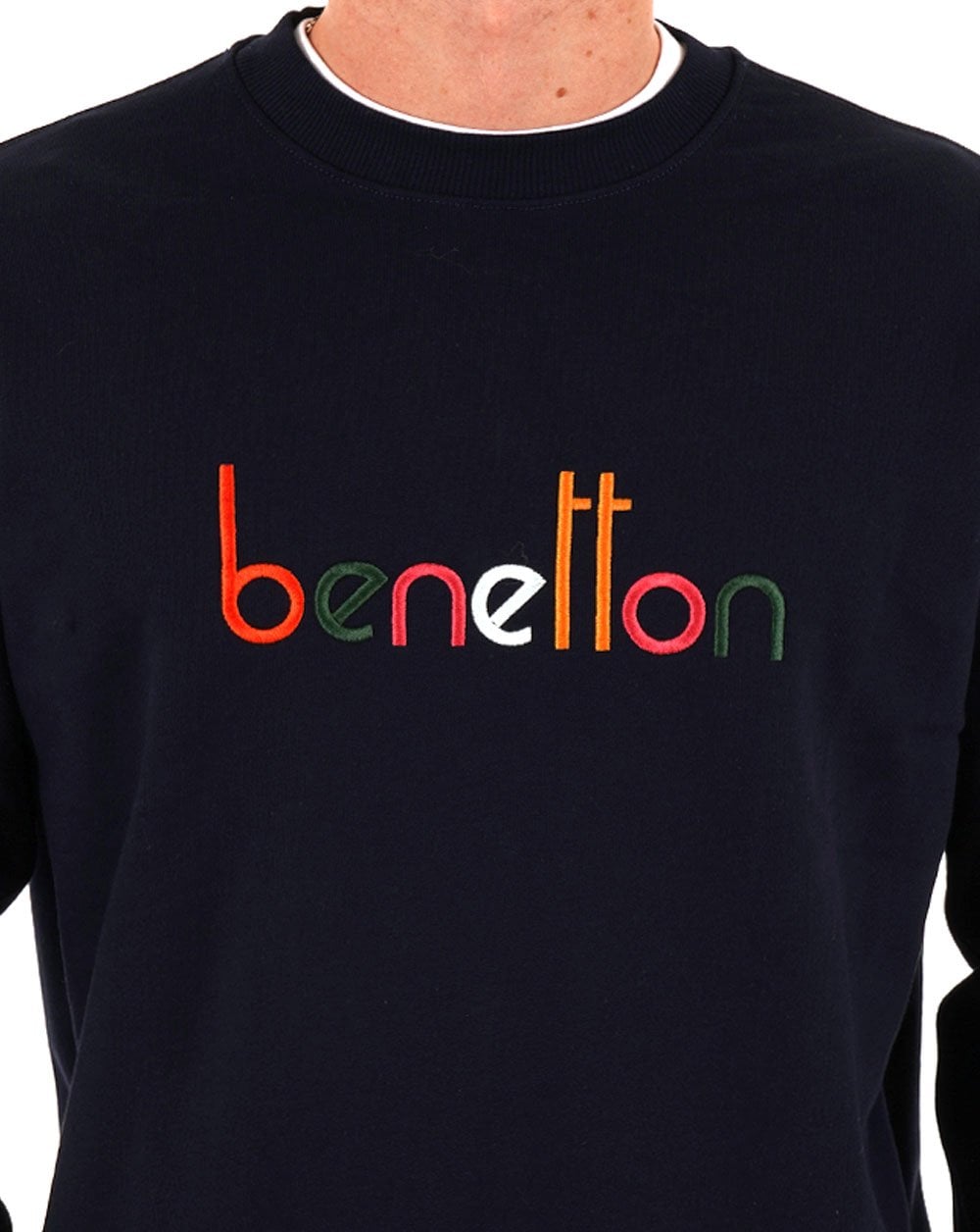 Benetton Embroidered Logo Sweat Navy/Multi