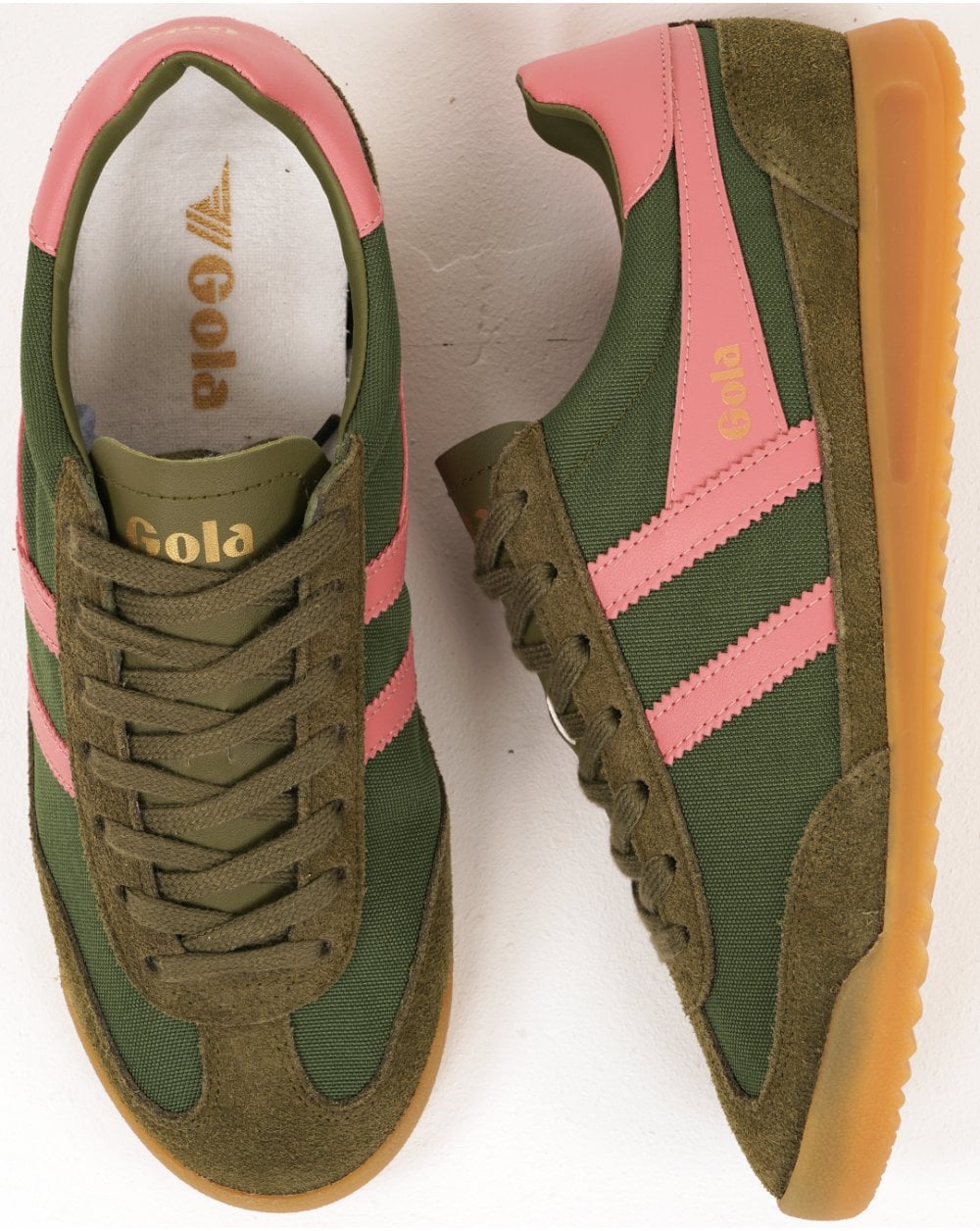 Gola Women's Tornado Trainers Military Green / Coral Pink