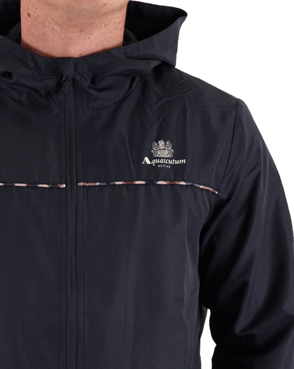 Aquascutum Ripstop Piping Hooded Jacket Navy