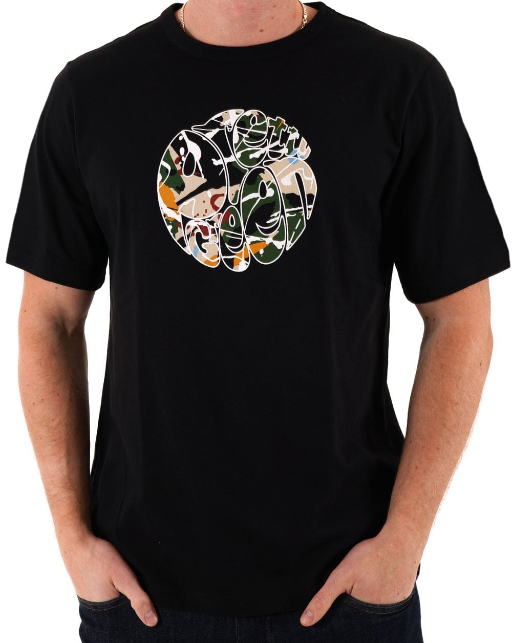 Pretty Green Convergence Logo T Shirt Black