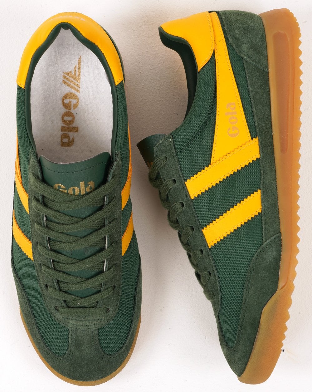 Gola Tornado Trainers Evergreen / Sun Yellow