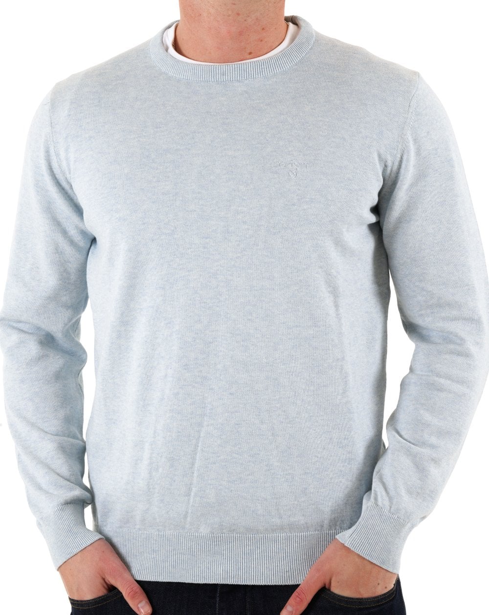 Barbour Pima Cotton Jumper Ocean Sky