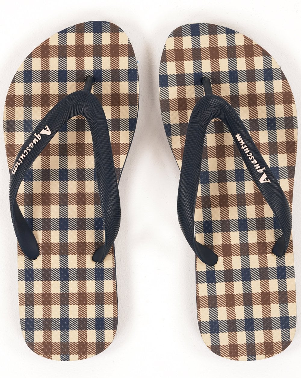 Aquascutum Flip Flop Navy Check
