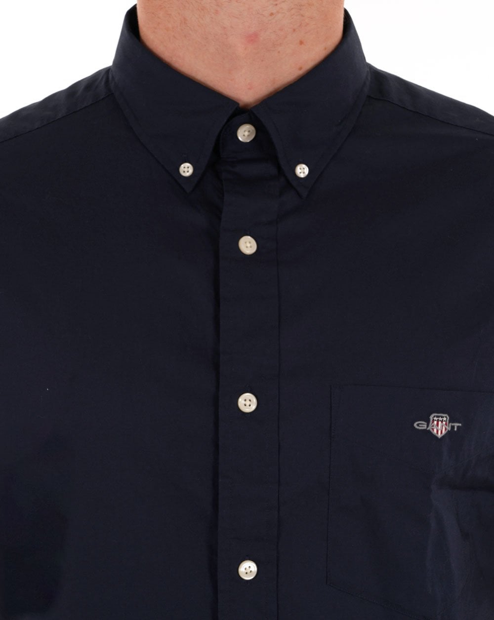 Gant Poplin Short Sleeve Shirt Navy Blue