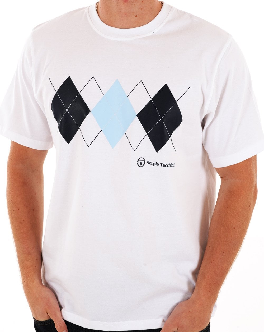 Sergio Tacchini Diamond T Shirt White/Sky/Navy