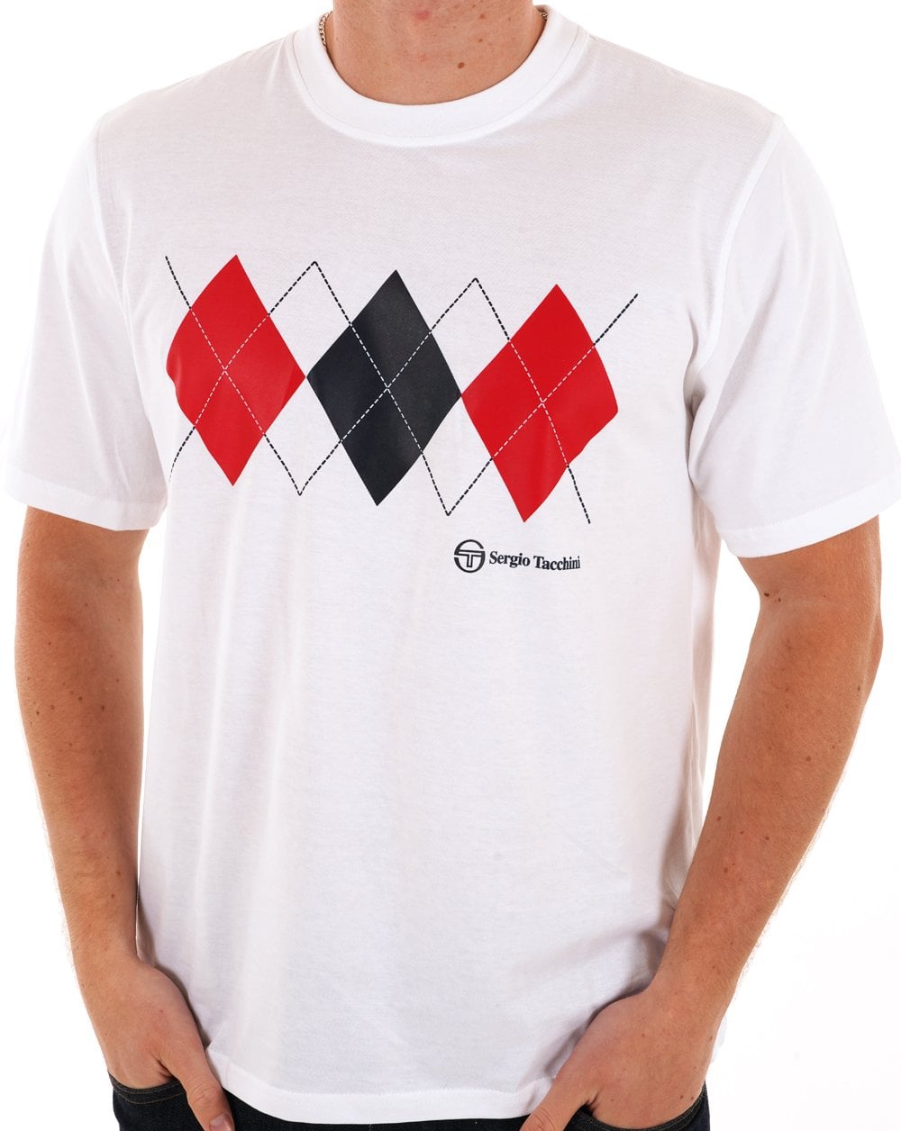 Sergio Tacchini Diamond T Shirt White/Navy/Red