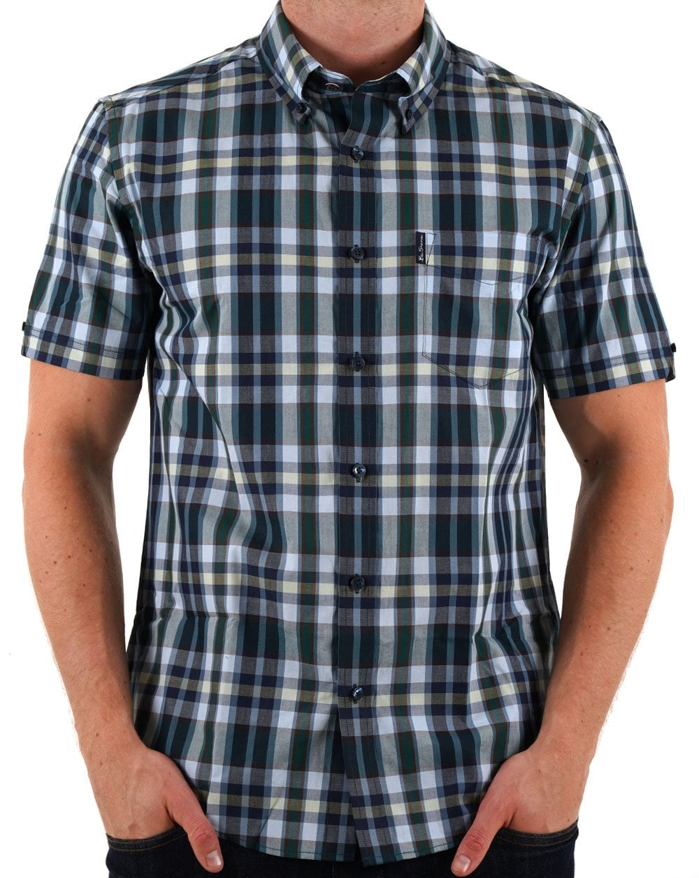 Ben Sherman Irregular Check Shirt Dark Green