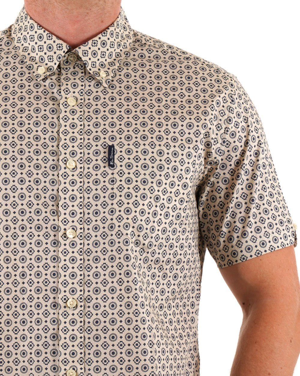 Ben Sherman Geo Print Summer Shirt Fog