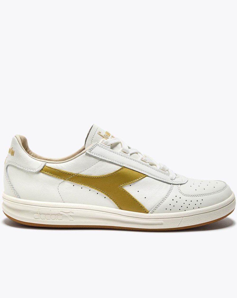 シューズ(男性用) diadora BORG ELITE Diadora Borg Elite, Kangaroo Trainer White, Gold - 80s Casual Classics