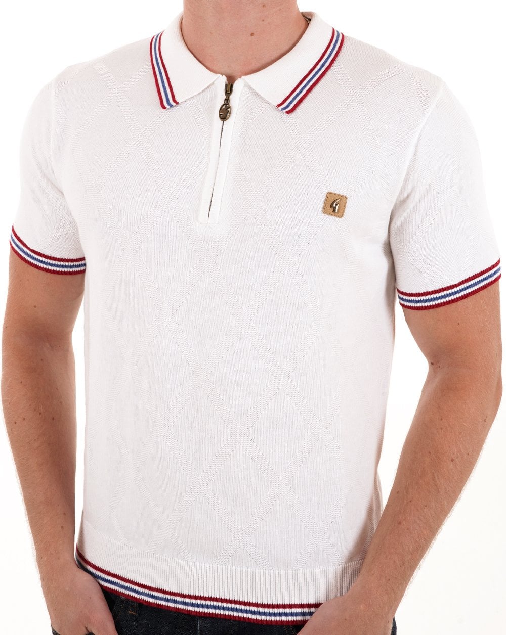 Gabicci Vintage Moore Knitted Polo White