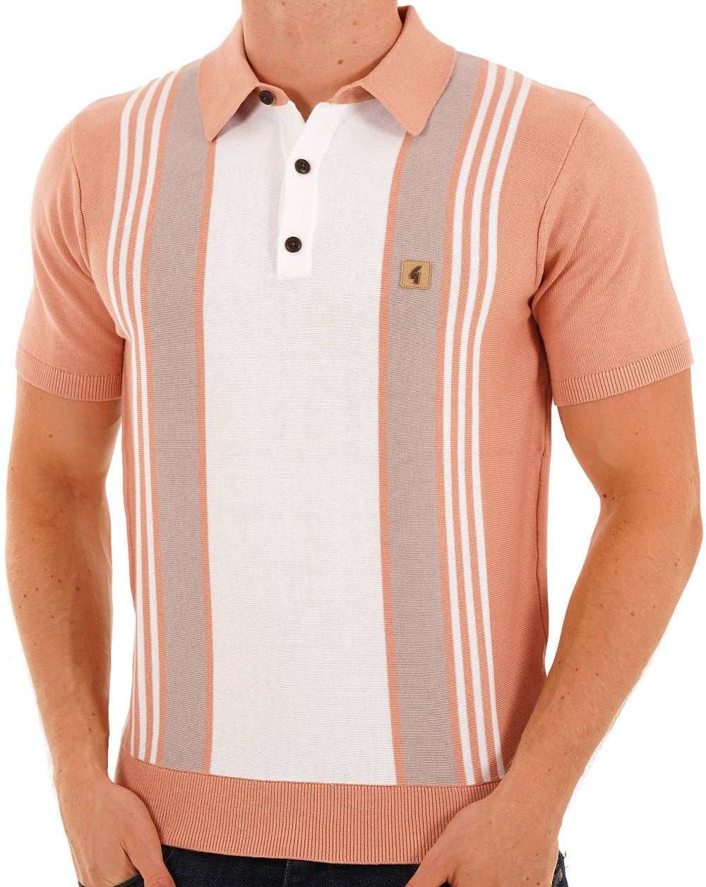 Gabicci Vintage Searle Knitted Polo Peach
