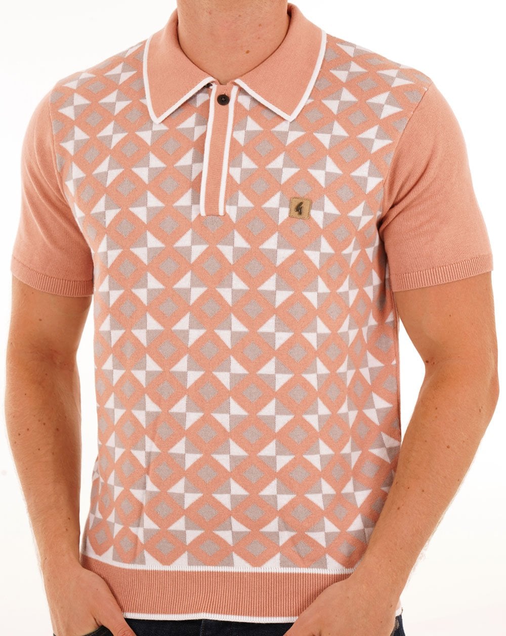 Gabicci Vintage Ted Knitted Polo Peach