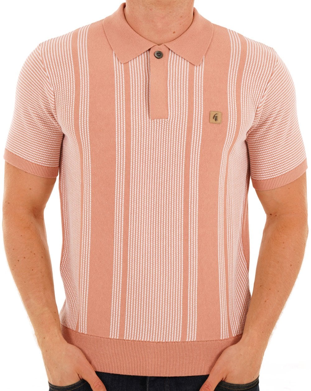 Gabicci Vintage Dante Knitted Polo Peach