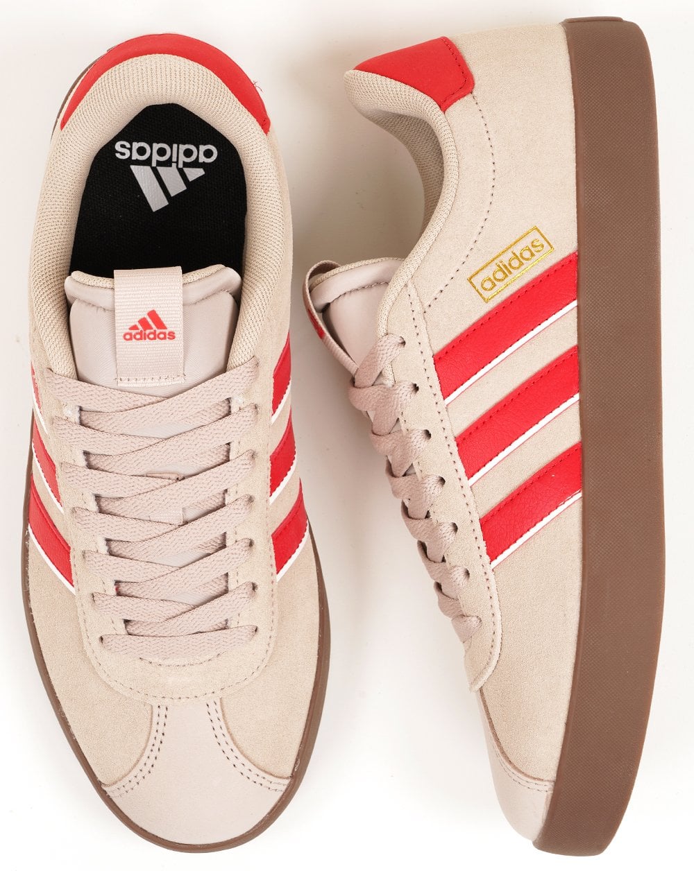 Adidas VL Court Trainers Stone /Scarlet