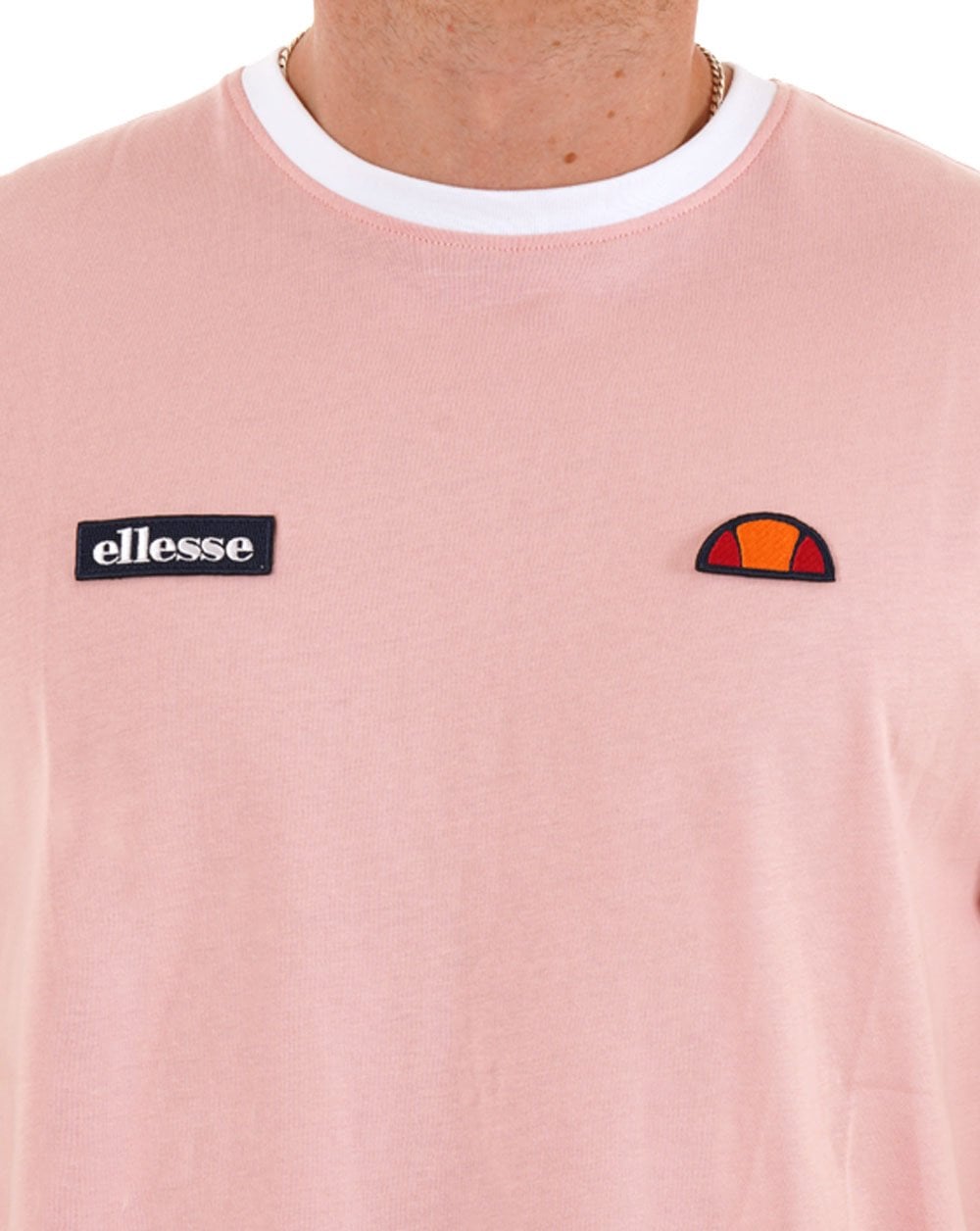 Ellesse Ringer T Shirt Light Pink / White