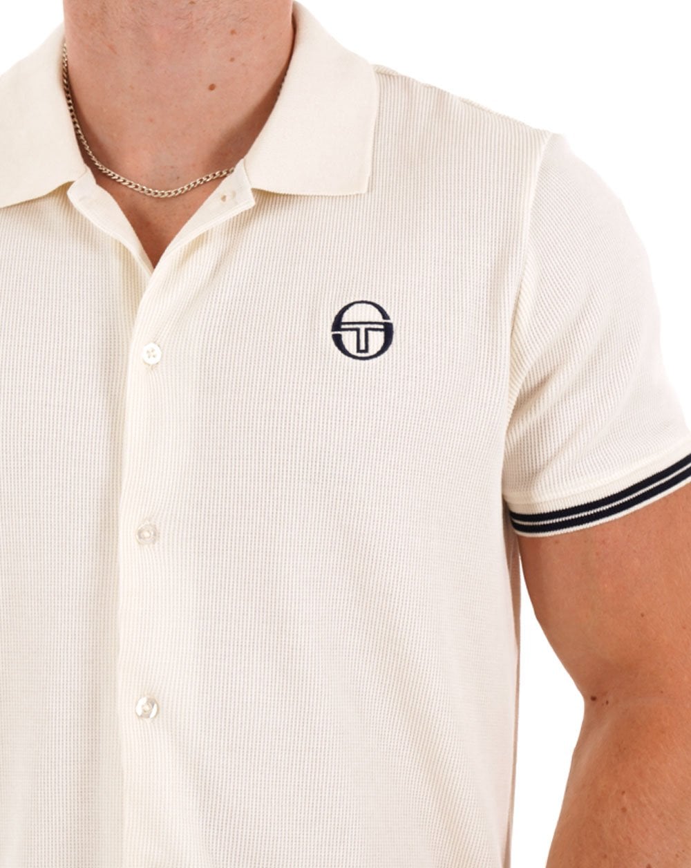 Sergio Tacchini Full Button Polo Shirt Gardenia