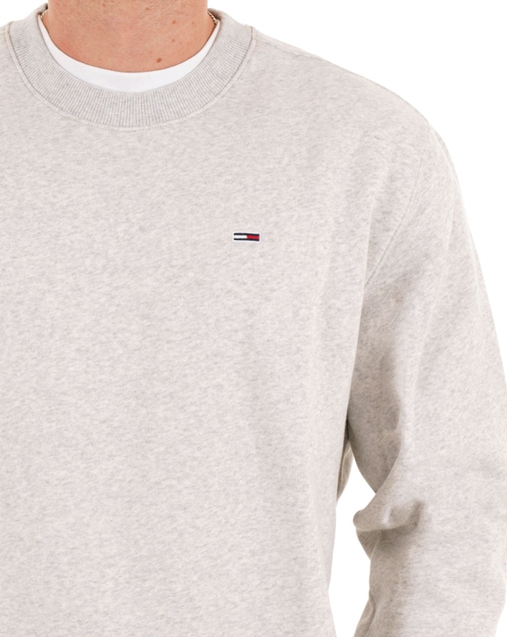 Tommy Jeans Flag Crew Sweatshirt Silver Grey Heather