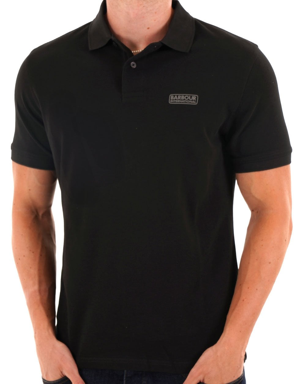 Barbour International Essential Polo Black/Pewter