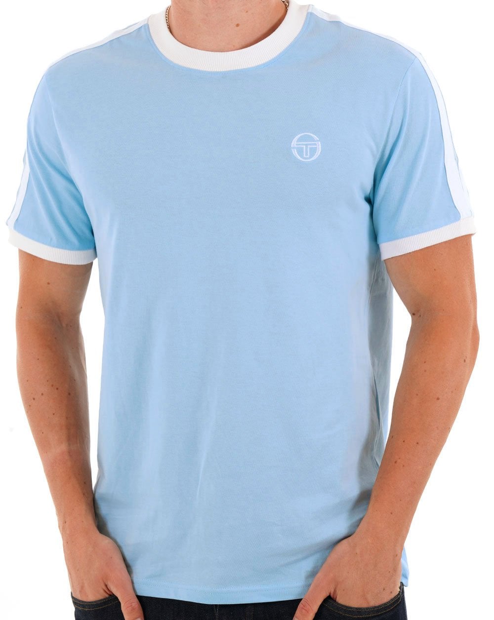 Sergio Tacchini Retro Ace T Shirt Sky Blue / White