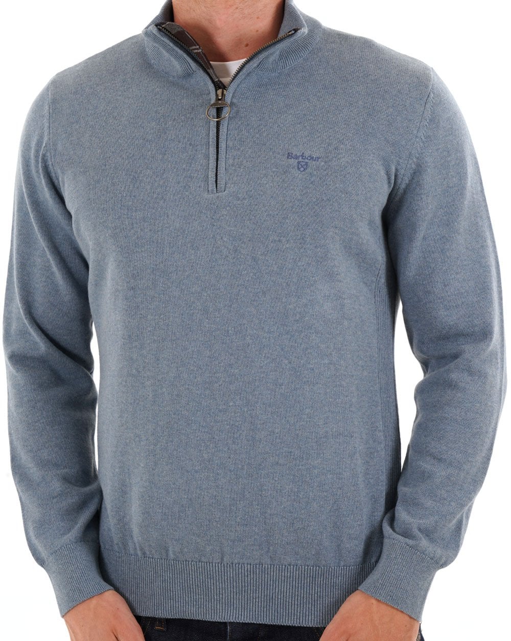 Barbour Cotton Half Zip Knit Bluestone